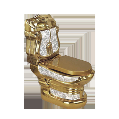 Gold Ceramics Bathroom Toilet Set Floor Mounted WC Two Piece Toilets